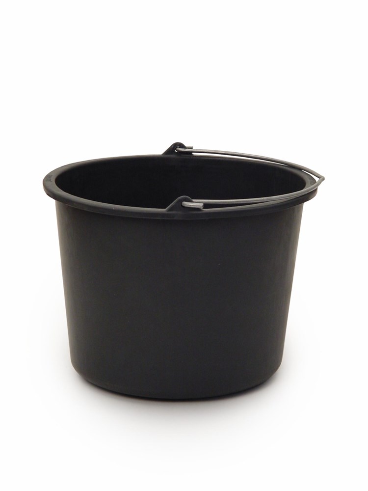 Gripline-D Bouwemmer zwart (12LTR) met Maatverdeling en Haakbeugel
